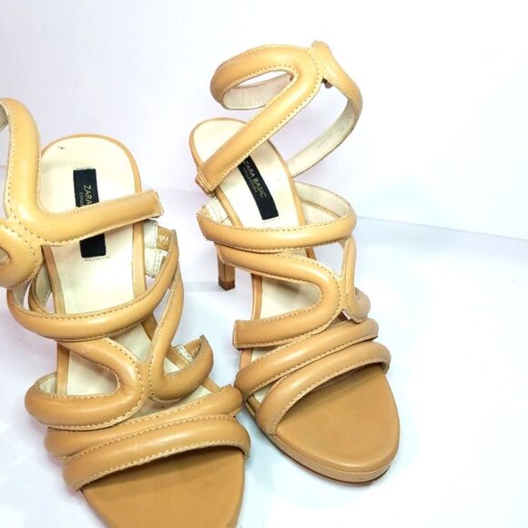 ZARA Basic Nude Strappy Stiletto High Heel Size 36 - Picture 3 of 8